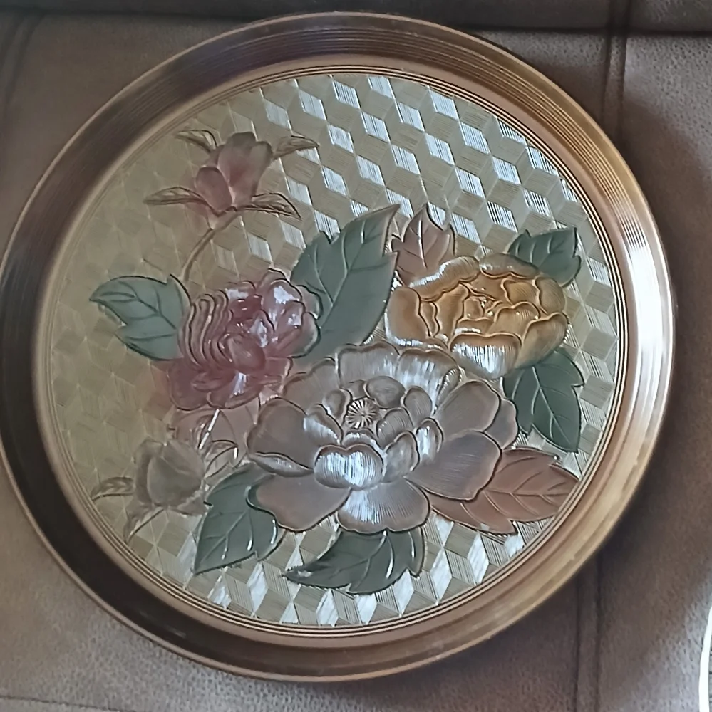 Vintage Japanese Lacquerware Floral Serving Tray